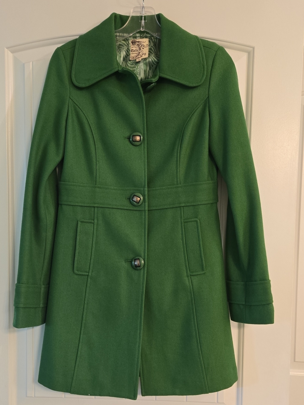 Tulle Wool Green Pea Coat